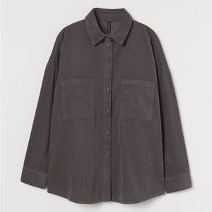 H&M oversized corduroy shirt in dark gray